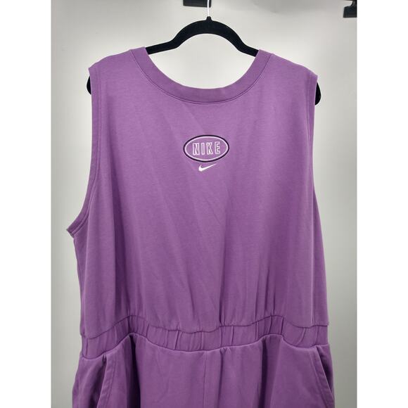 Nike Womens Varsity Shorts Romper Plus 3X Stretch Cotton Terry‎ Purple Nebula - Picture 7 of 12